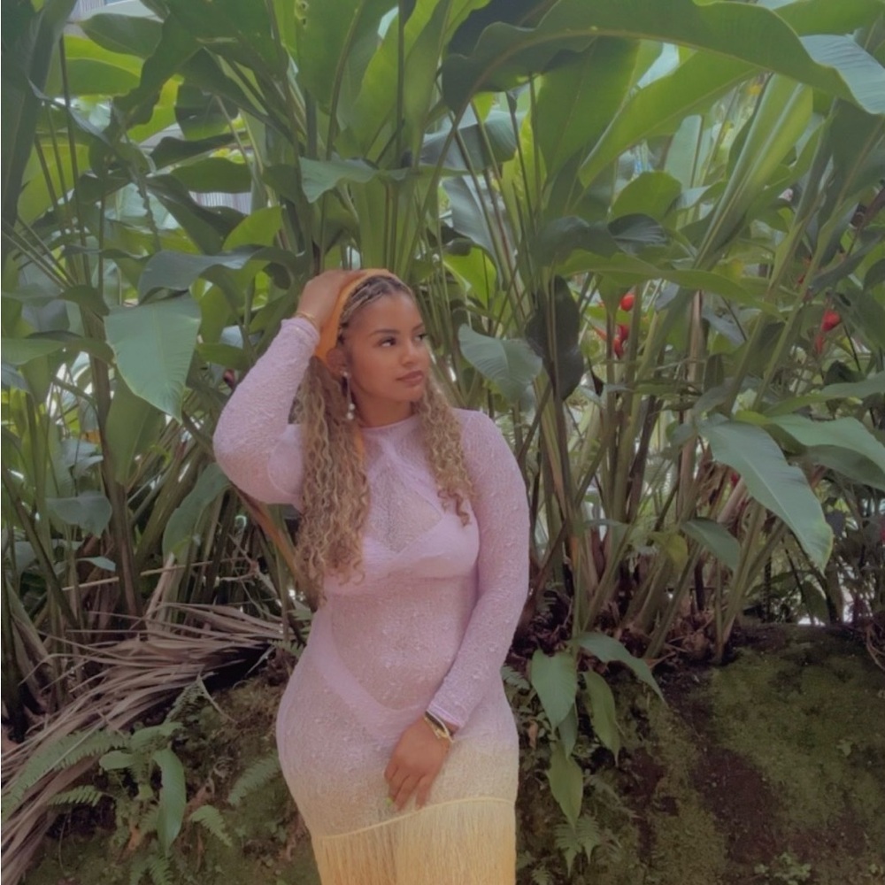 Elegant Long Sleeve Pink Dress